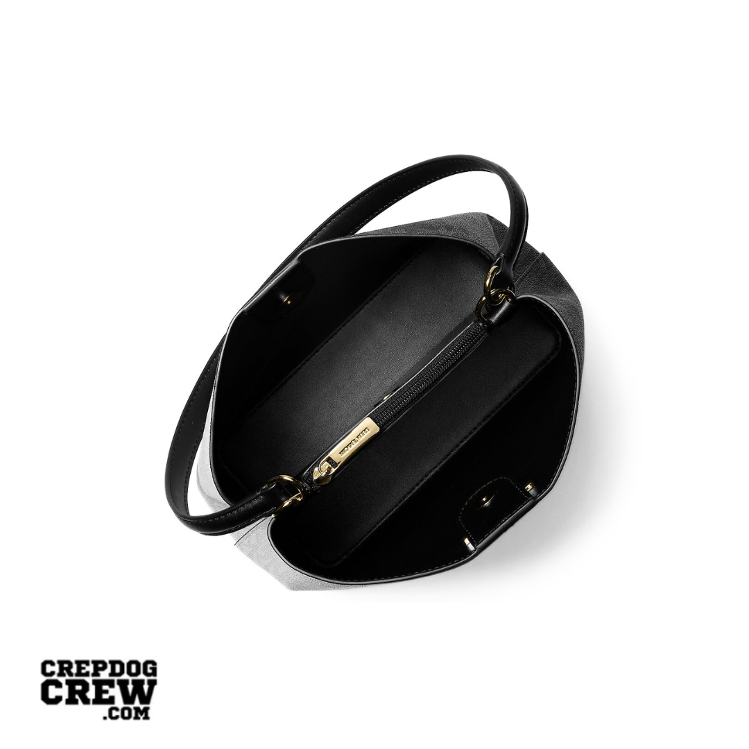 Michael Kors Pratt Medium Two-Tone Signature Logo Shoulder Bag BLACK COMBO