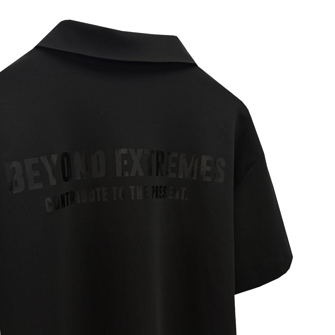 Kantha Polo T-shirt in Black [Unisex]