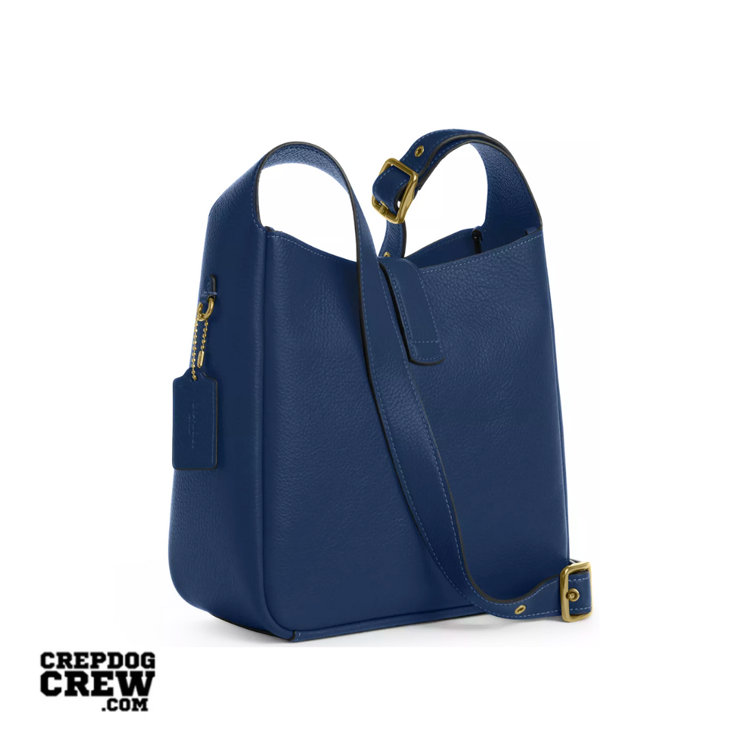 COACH Hadley Convertible Crossbody Bag pebbled leather Gold Deep Blue