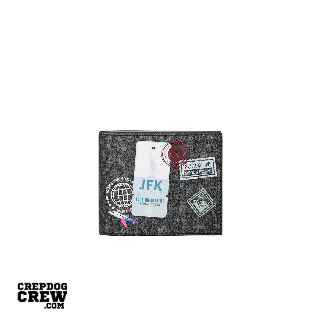 Michael Kors Cooper Embellished Signature Logo Billfold Wallet BLACK