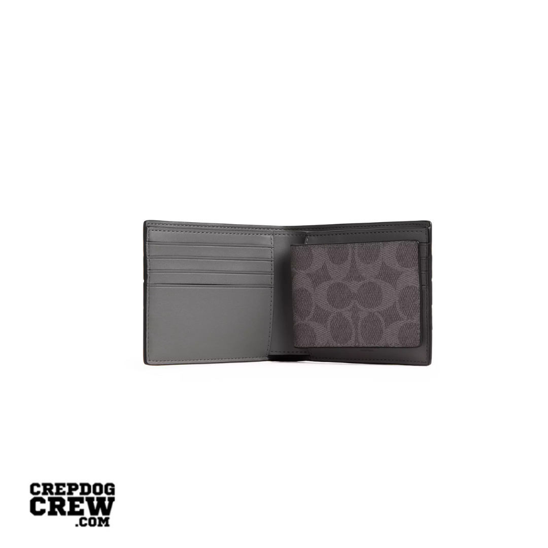 Coach 3-In-1 Wallet In Signature Canvas With Varsity Stripe Grey Multi