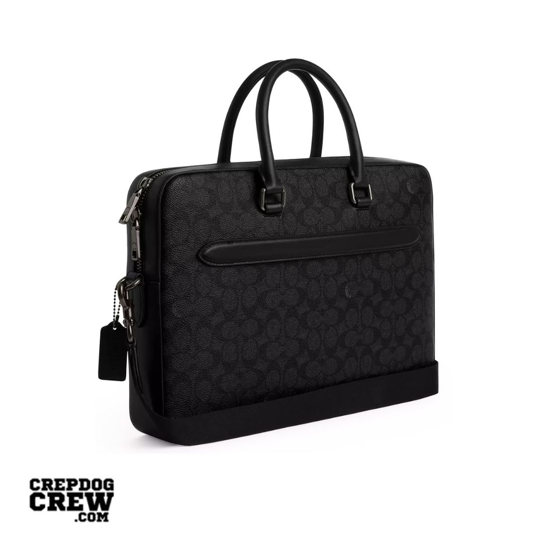 Coach Ethan Slim Brief In Signature Canvas Gunmetal Charcoal Black