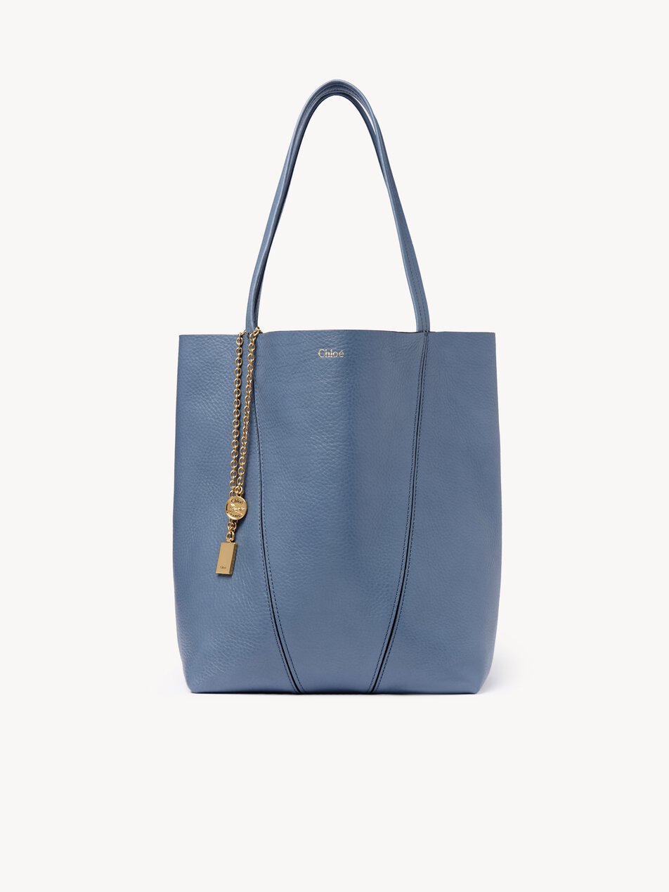 CHLOE Spin tote bag in grained leather Ashes Blue