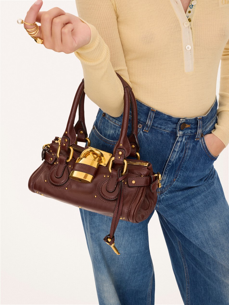 CHLOE Small Paddington bag in grained leather Crafty Brown