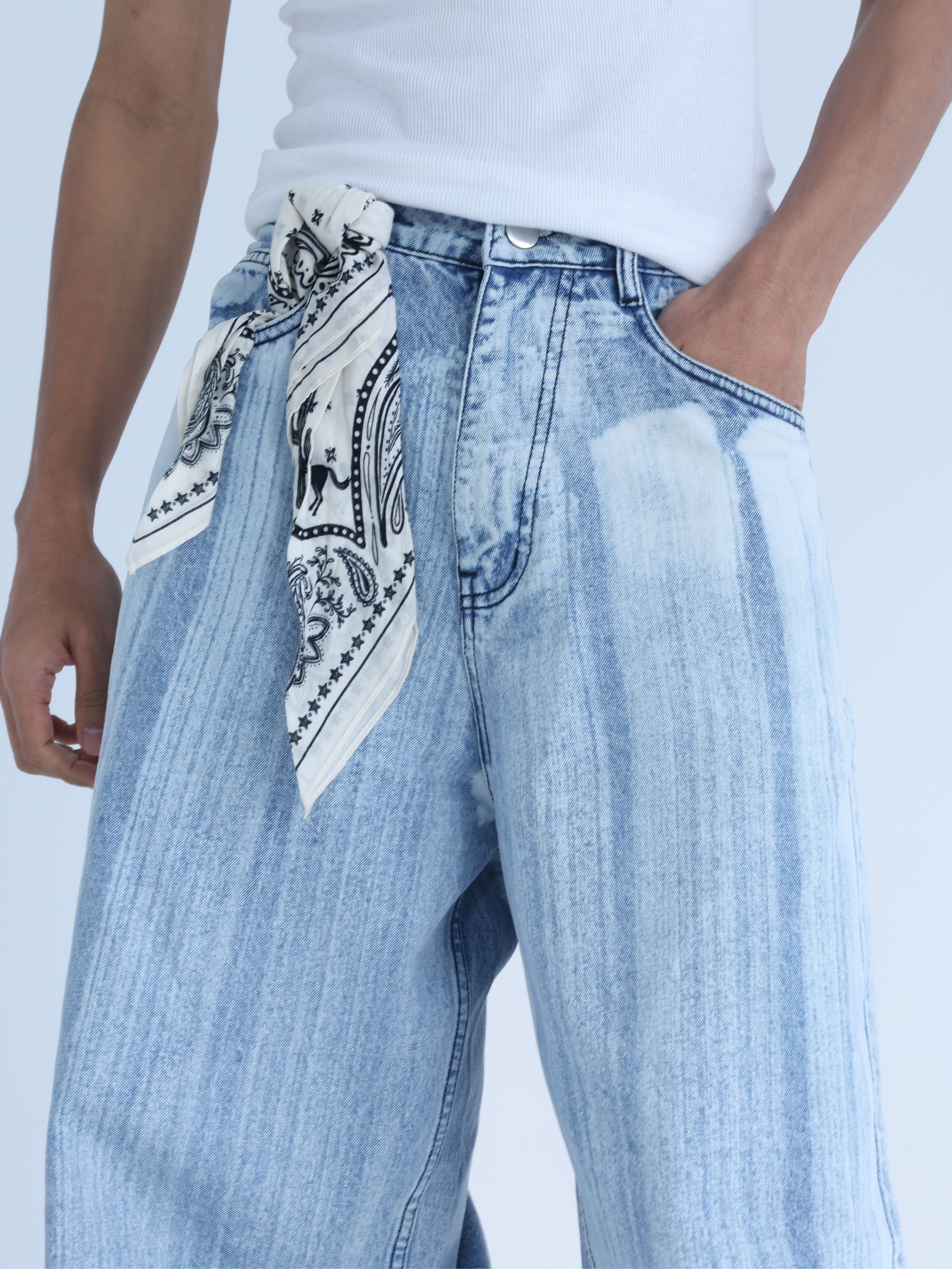 Light Blue Brushed Baggy jeans