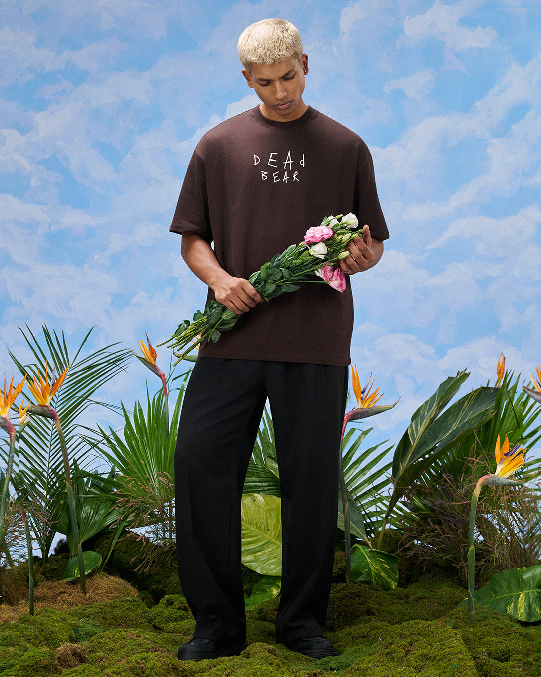 Scribbled Logo Tee Brown