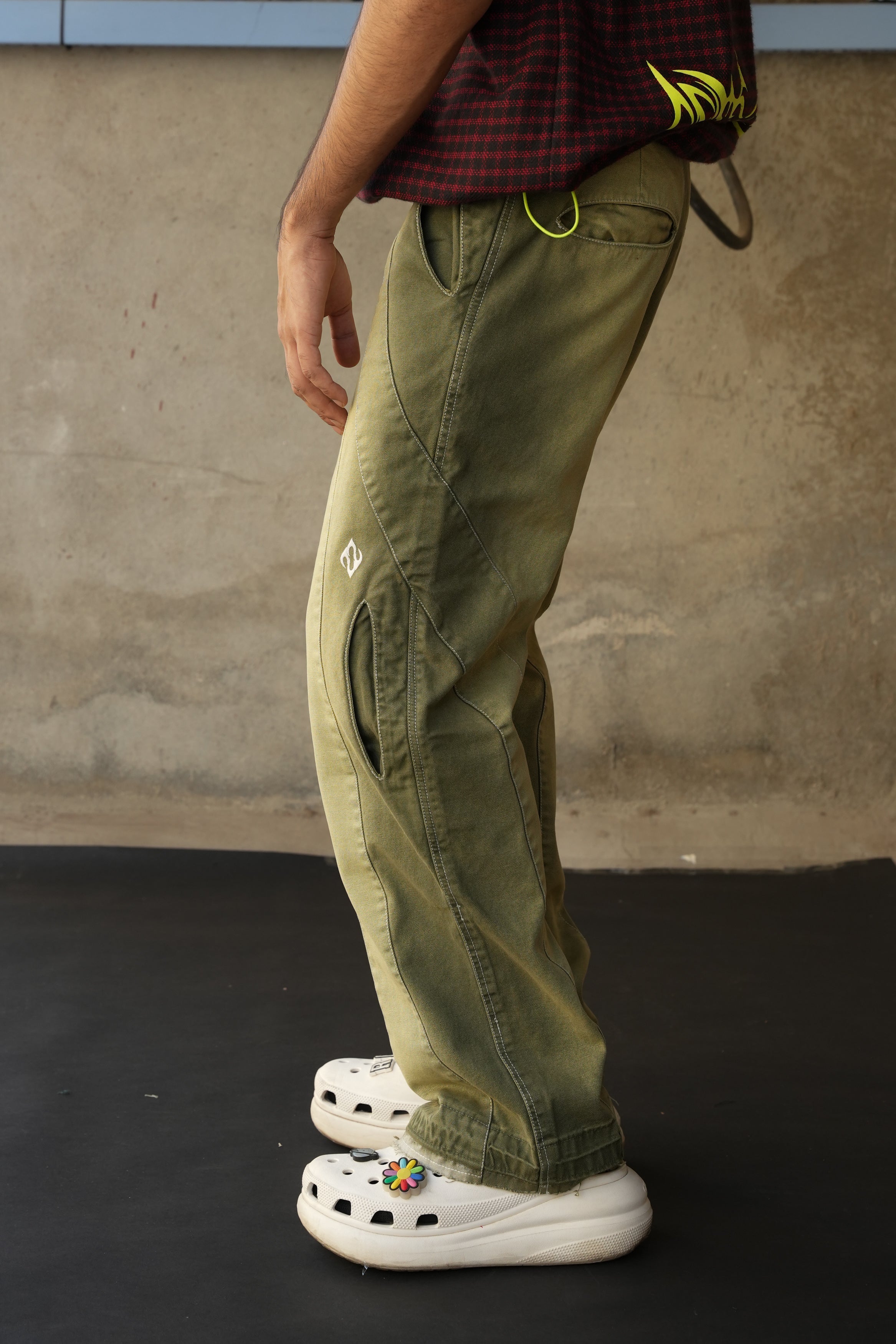 Infinity Panelled Jeans-Monkey Green - RTW