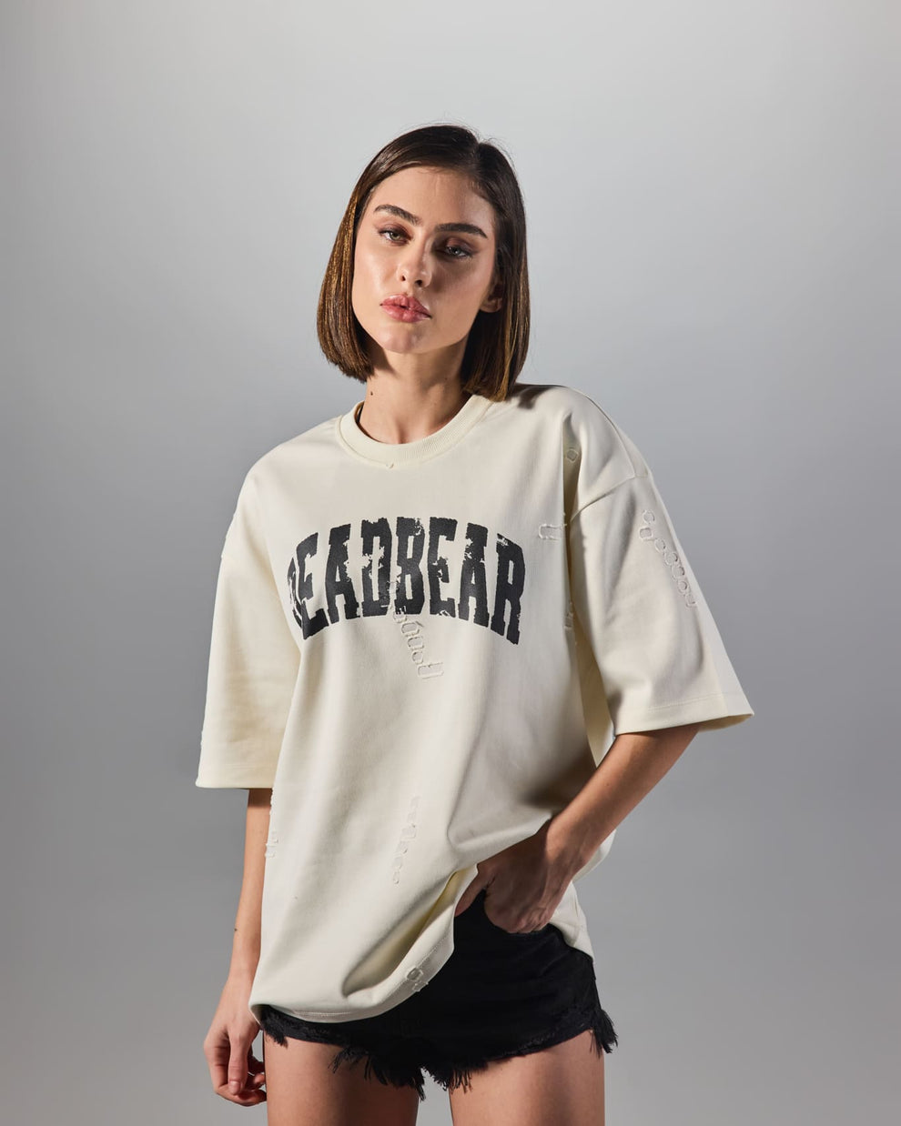 Distressed Cream White Tee