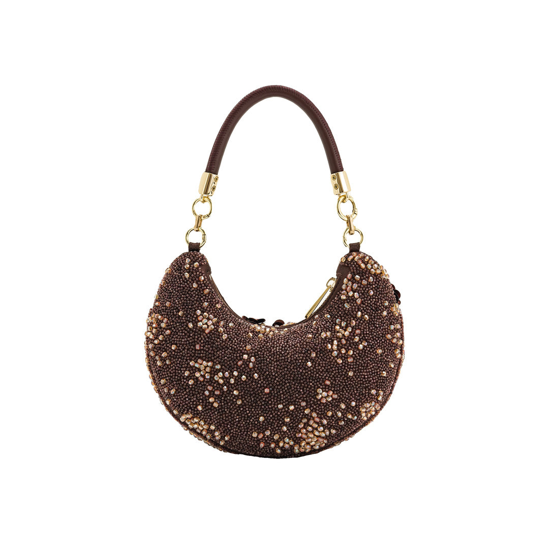 JW PEI Livia Beaded Floral Hobo Bag - Brown