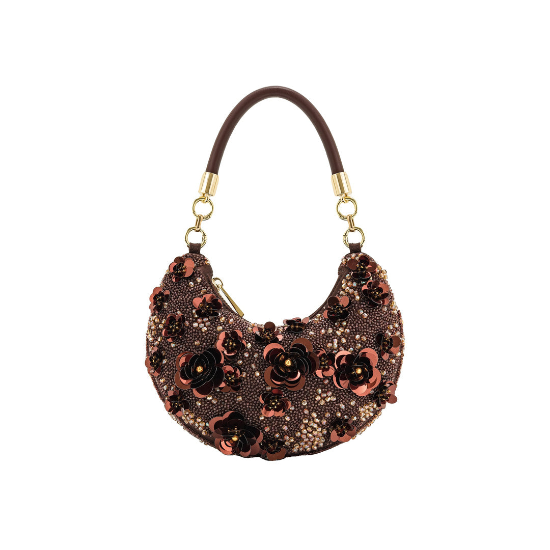 JW PEI Livia Beaded Floral Hobo Bag - Brown