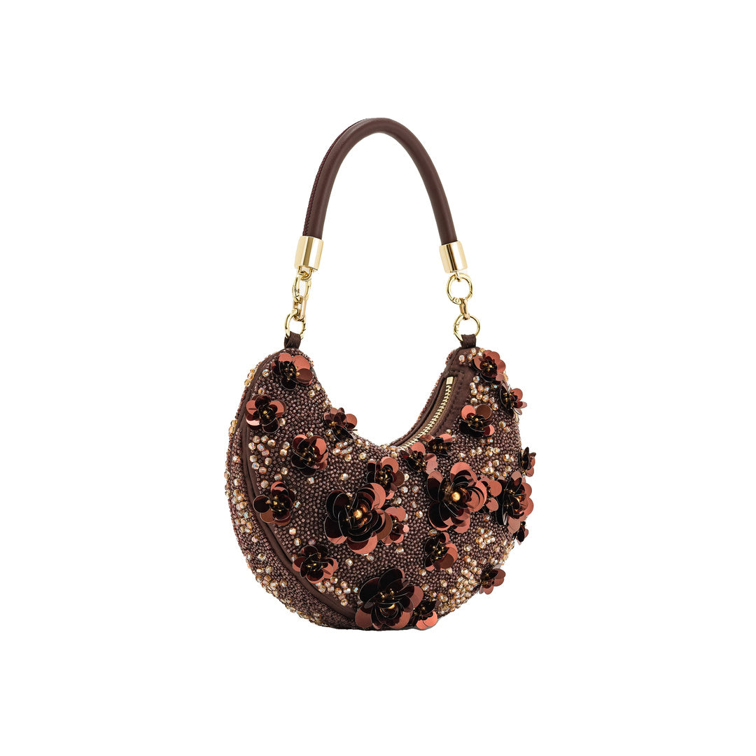 JW PEI Livia Beaded Floral Hobo Bag - Brown