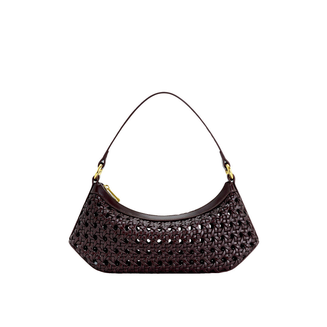 JW PEI Lily Faux Bamboo Woven Shoulder Bag - Deep Claret