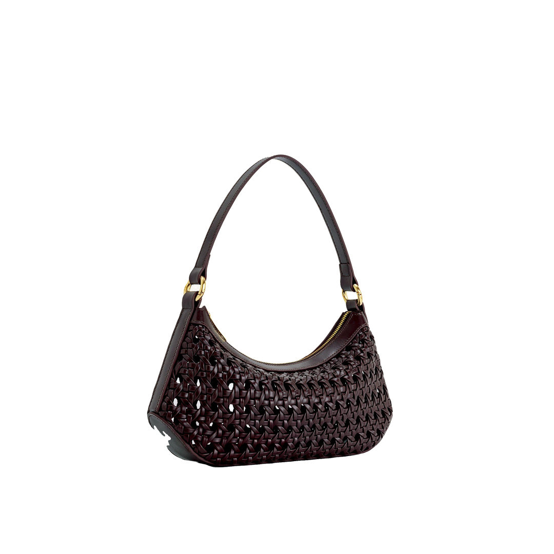 JW PEI Lily Faux Bamboo Woven Shoulder Bag - Deep Claret