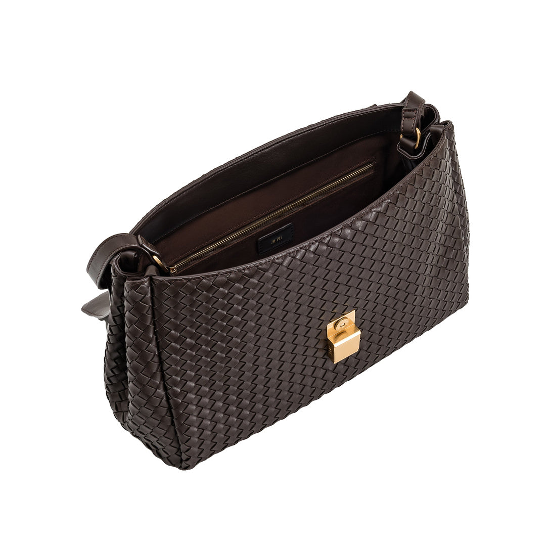 JW PEI Hilary Woven Shoulder Bag - Dark Brown