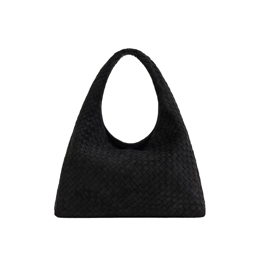 JW PEI Laura Faux Suede Woven Shoulder Bag - Black
