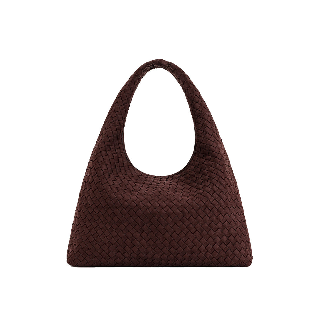 JW PEI Laura Faux Suede Woven Shoulder Bag - Dark Brown