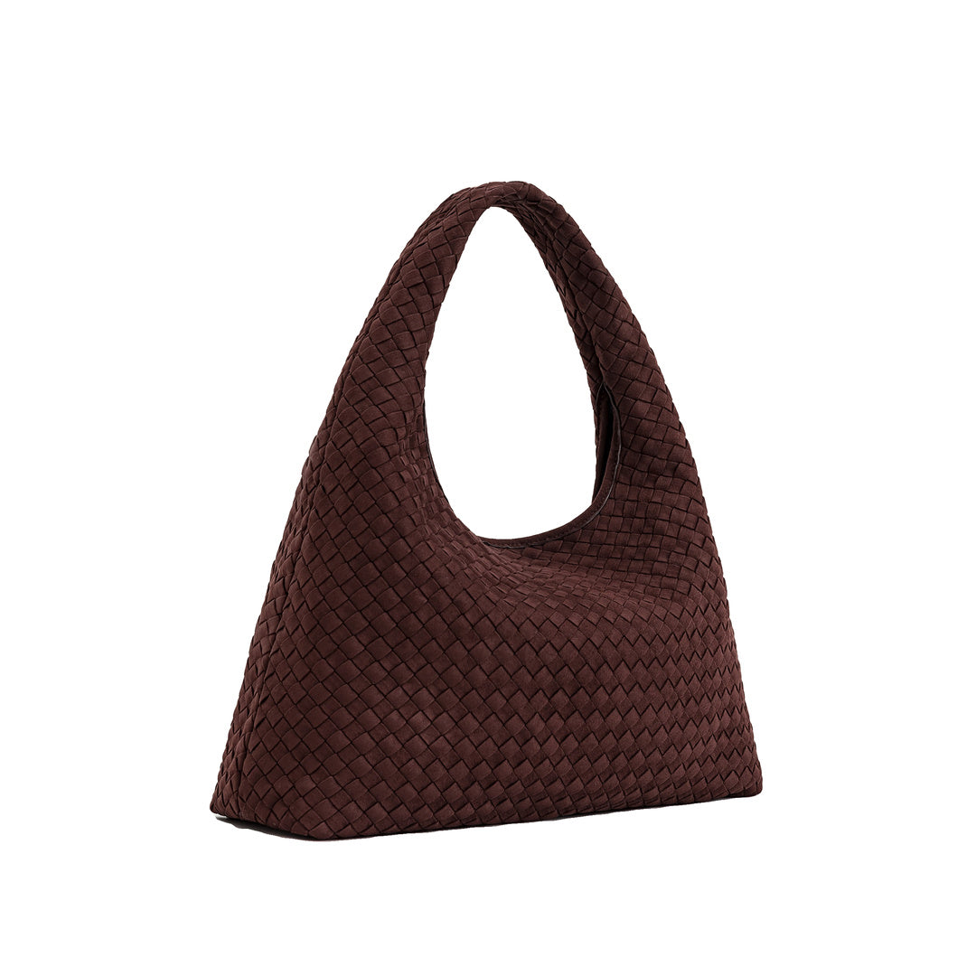 JW PEI Laura Faux Suede Woven Shoulder Bag - Dark Brown