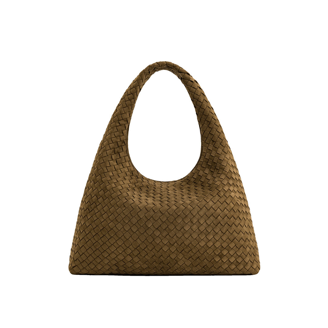 JW PEI Laura Faux Suede Woven Shoulder Bag - Olive Green