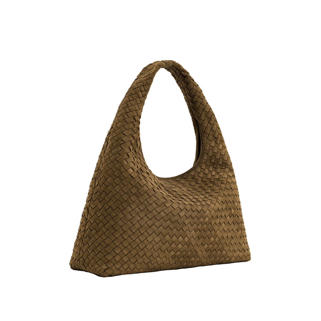 JW PEI Laura Faux Suede Woven Shoulder Bag - Olive Green