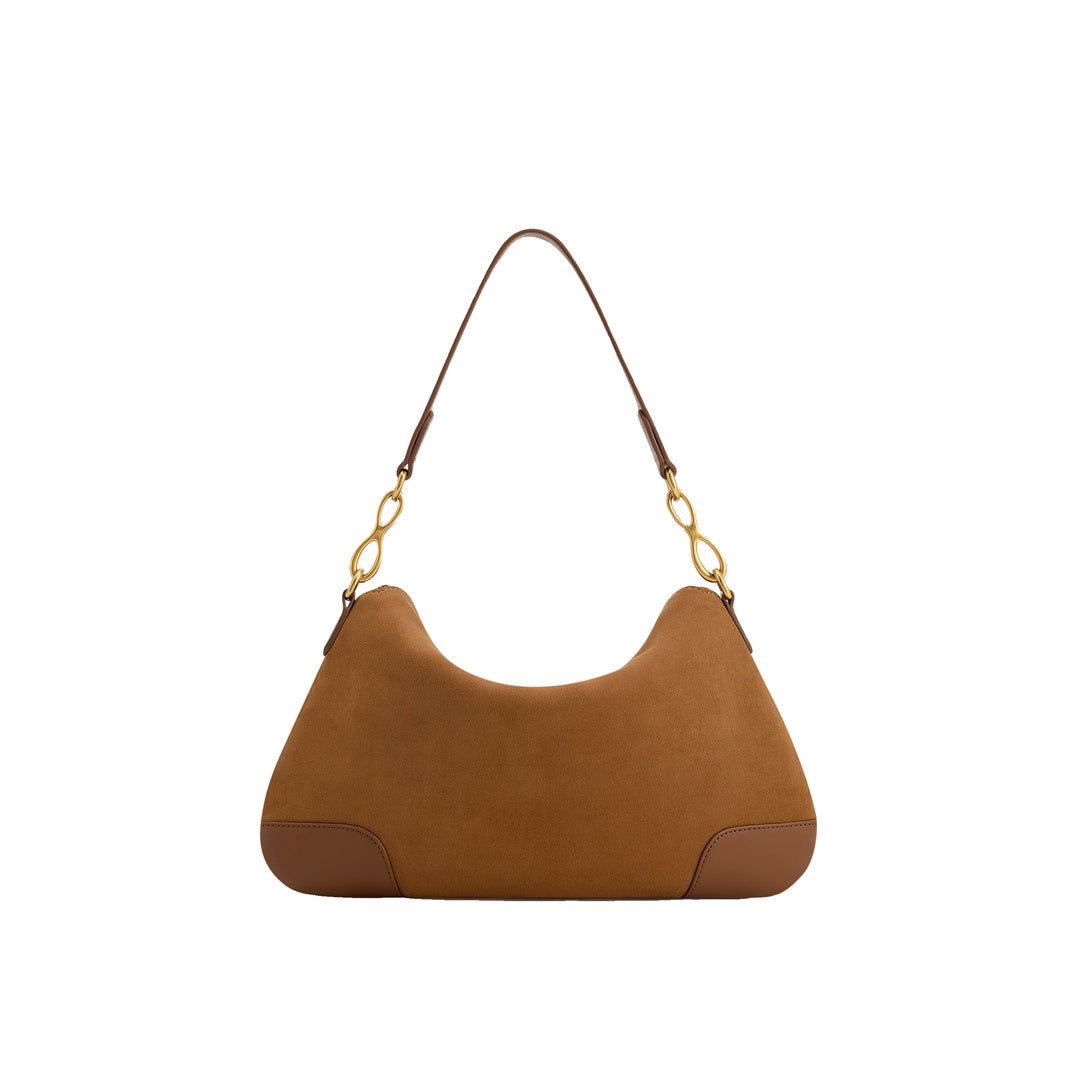 JW PEI Jayla Faux Suede Metal Pendant Embellished Shoulder Bag - Brown
