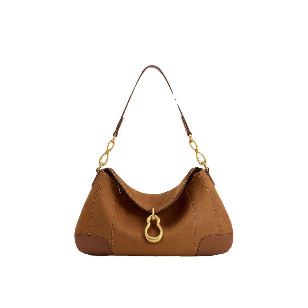 JW PEI Jayla Faux Suede Metal Pendant Embellished Shoulder Bag - Brown