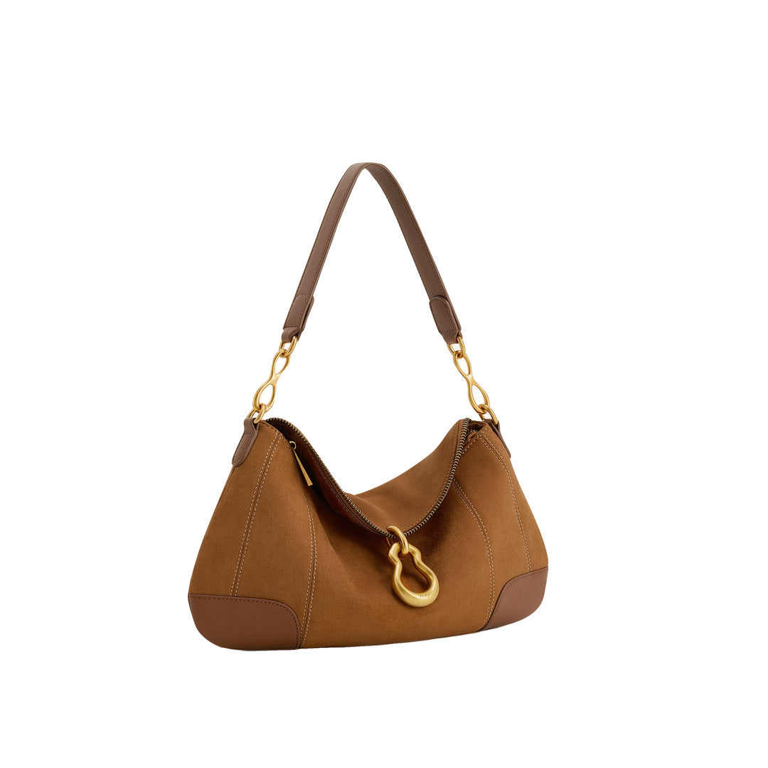 JW PEI Jayla Faux Suede Metal Pendant Embellished Shoulder Bag - Brown
