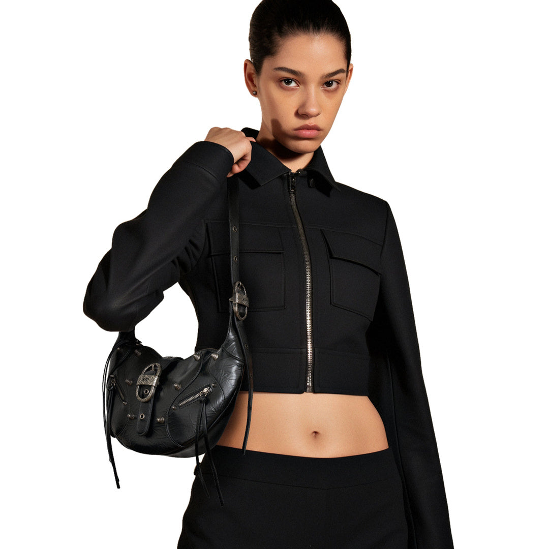 JW PEI Tessa Crushed Shoulder Bag - Black