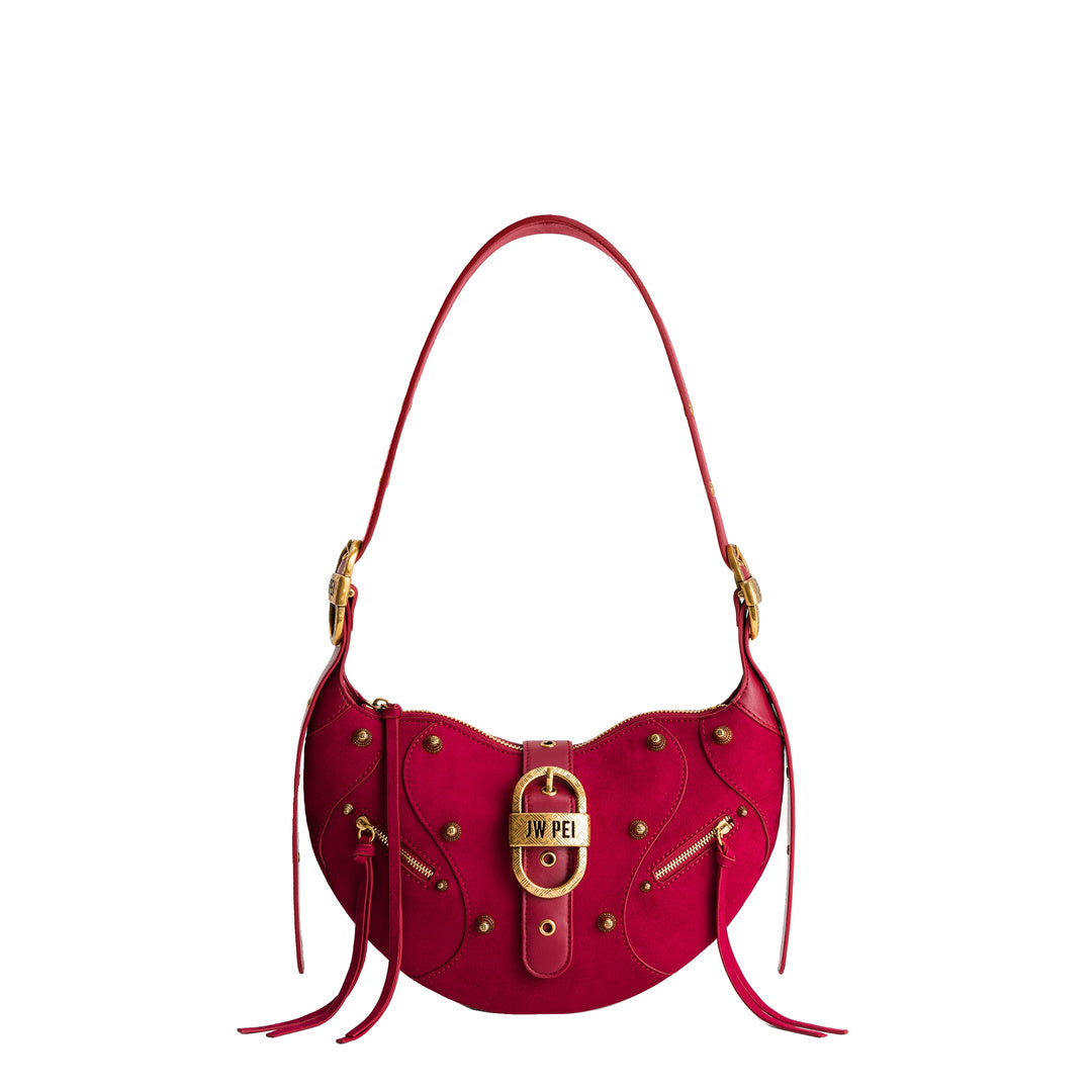 JW PEI Tessa Suede Shoulder Bag - Deep Magenta