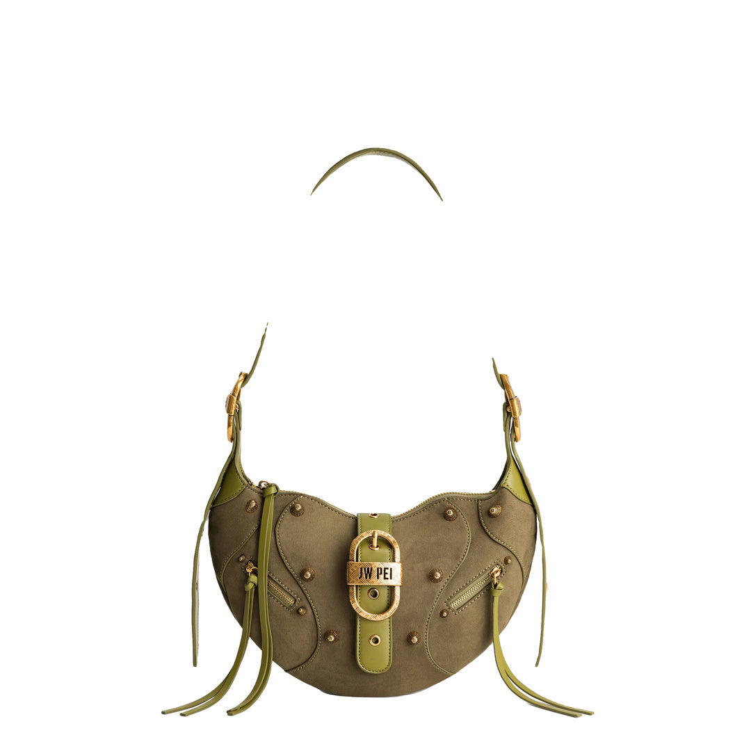 JW PEI Tessa Suede Shoulder Bag - Dark Olive