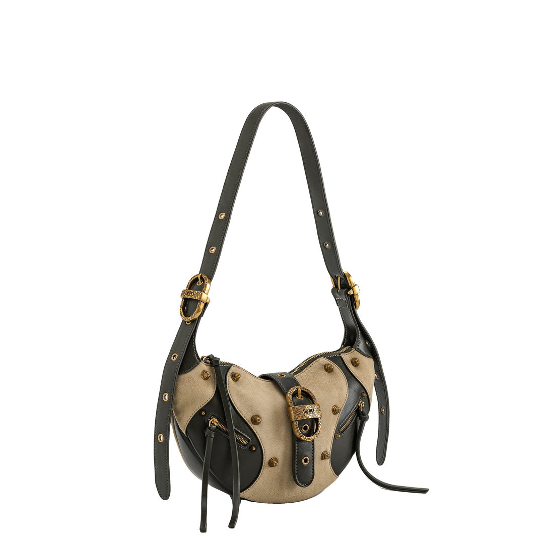 JW PEI Tessa Faux Suede Studded Shoulder Bag - Khaki Green