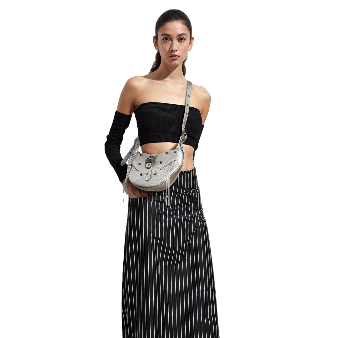 JW PEI Tessa Metallic Pleating Shoulder Bag - Silver