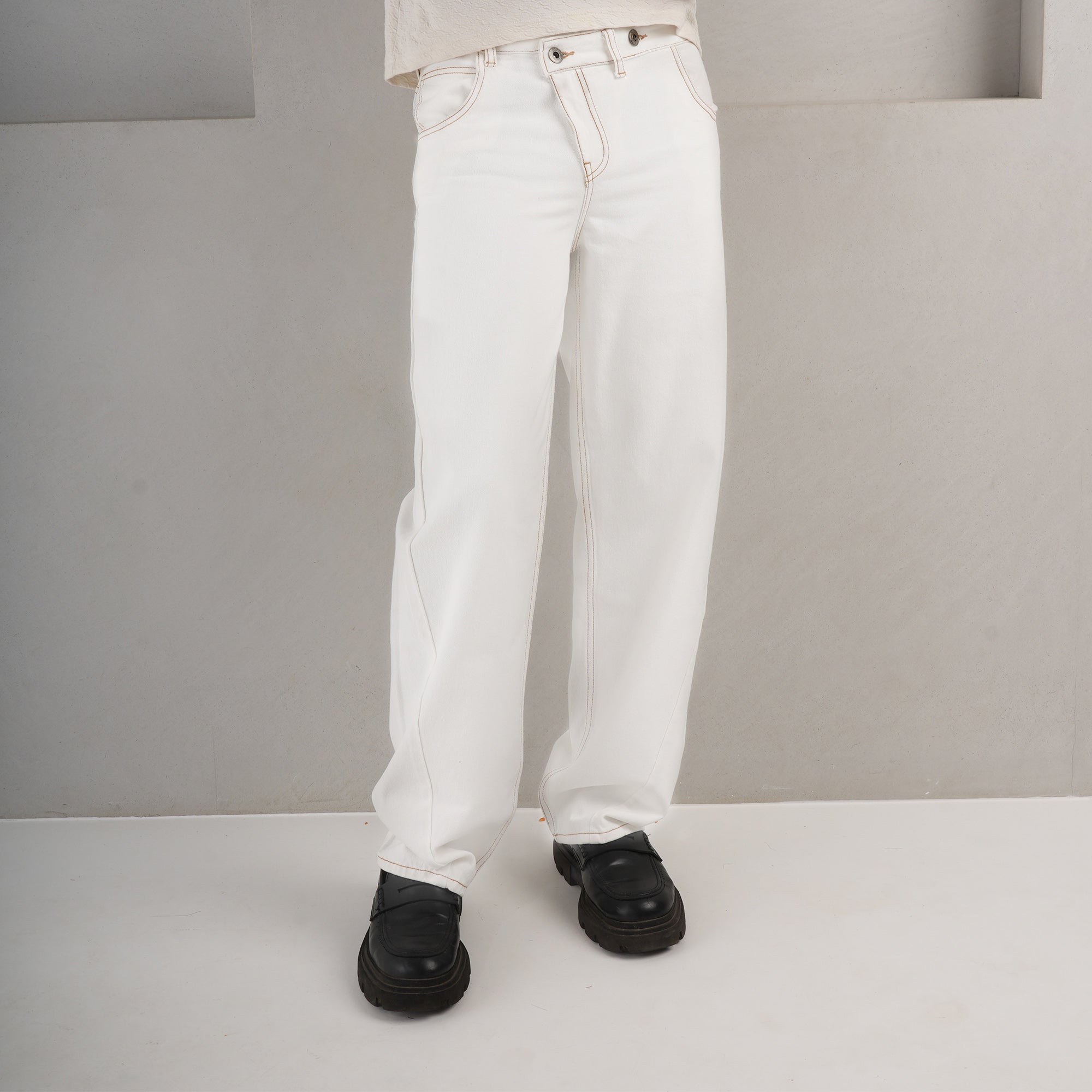 IVORY ASYMMETRIC UNISEX JEANS