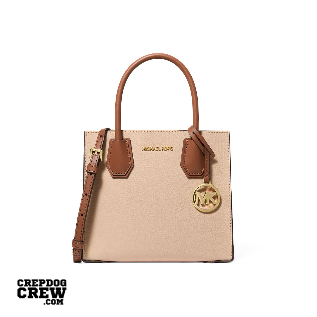 Michael Kors Mercer Medium Two-Tone Pebbled Leather Crossbody Bag LUGGAGE
