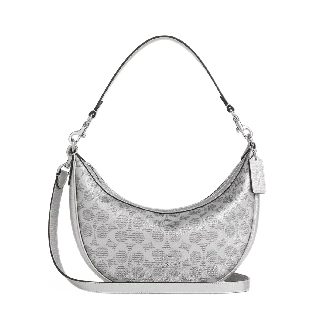 COACH Aria Shoulder Bag In Signature Canvas Sv Gray Silver