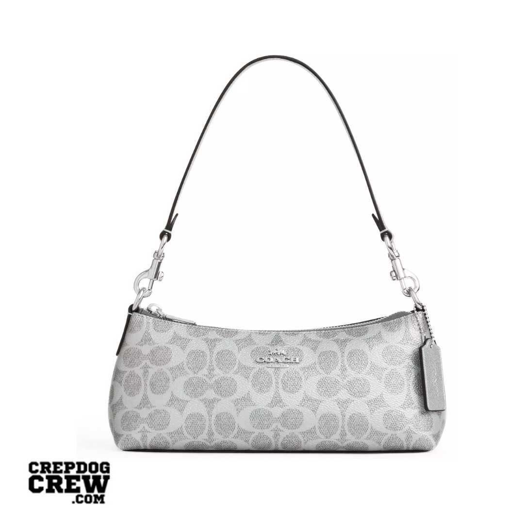Coach Charlotte Shoulder Bag signature canvas Sv Gray Silver