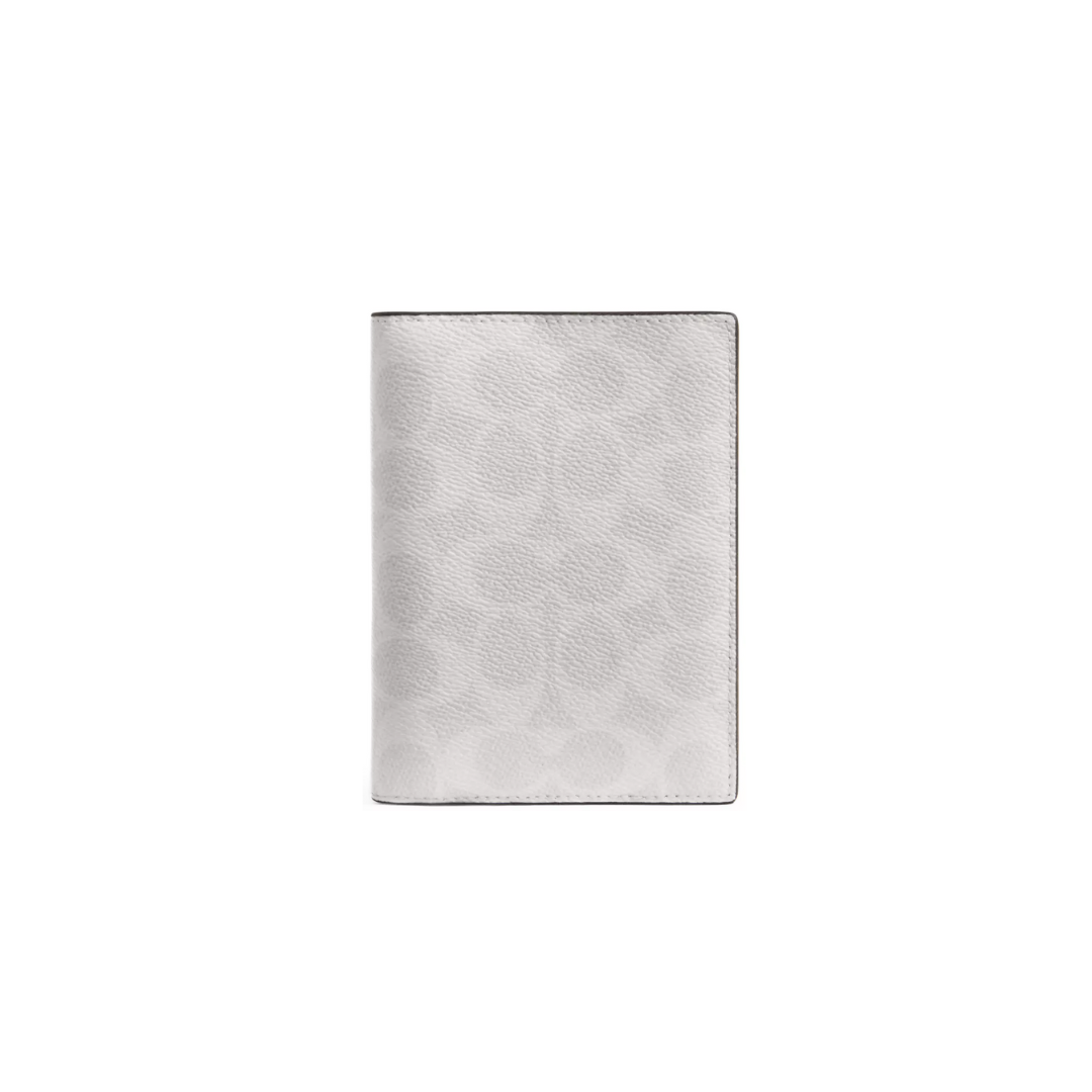 Coach Passport Card Case In Signature Canvas Gunmetal Chalk Black