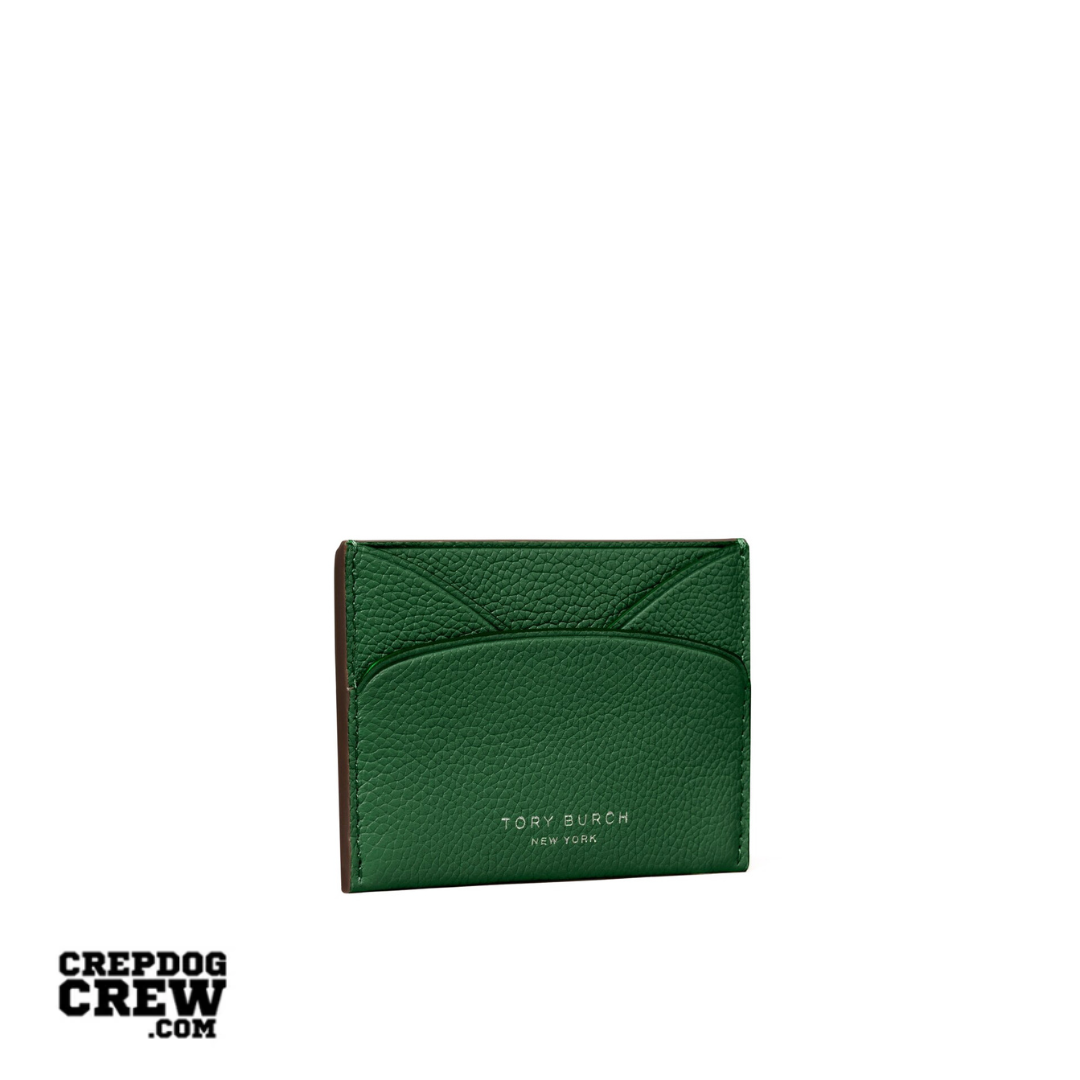 TORY BURCH ROMY FLAT CARD CASE dark kale