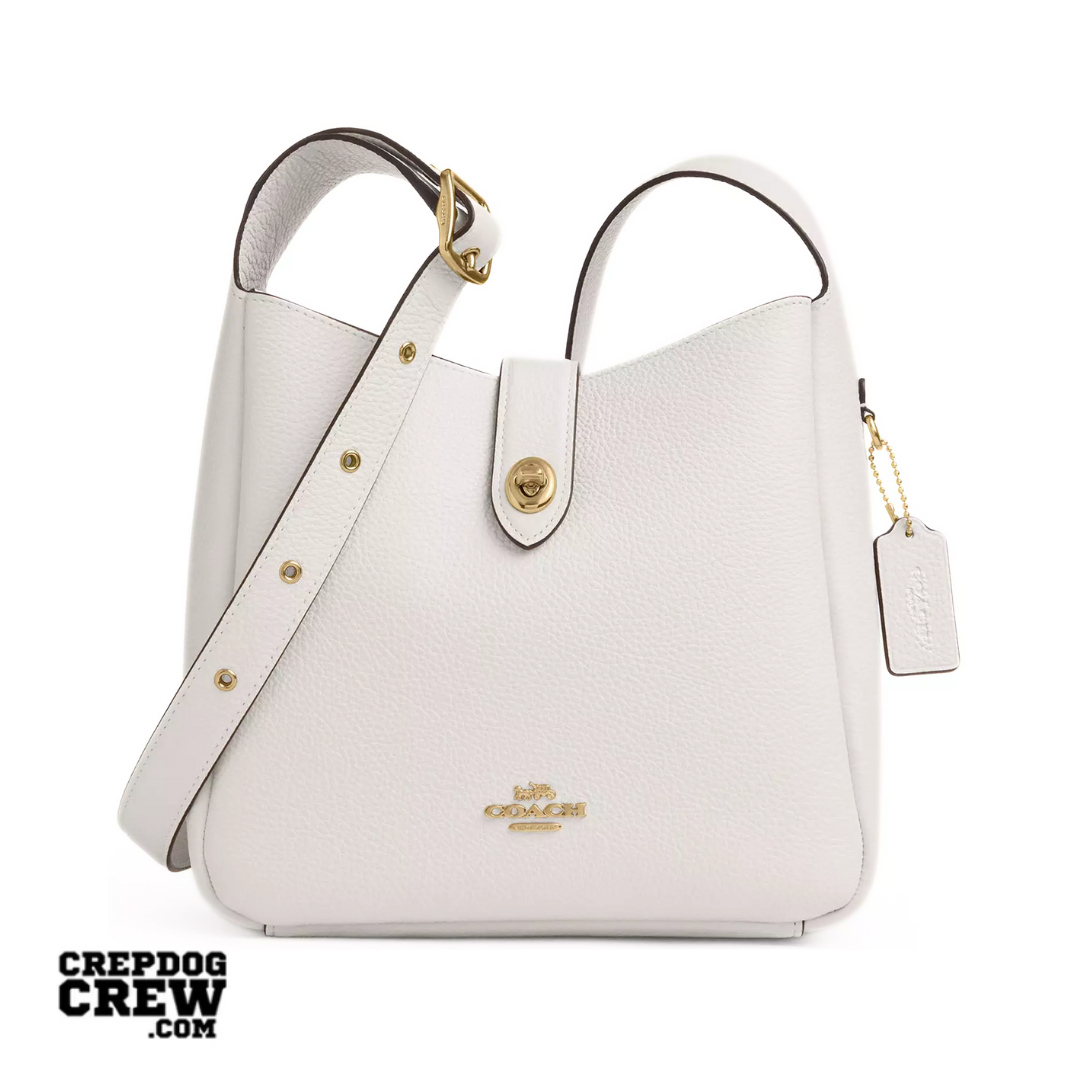 COACH Hadley Convertible Crossbody Bag pebbled leather Gold Chalk