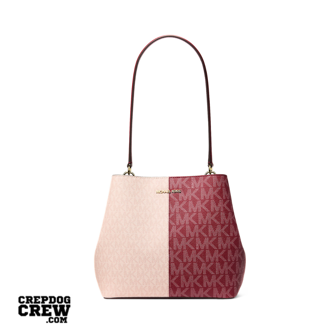 Michael Kors Pratt Medium Two-Tone Signature Logo Shoulder Bag CHERRY MULTI