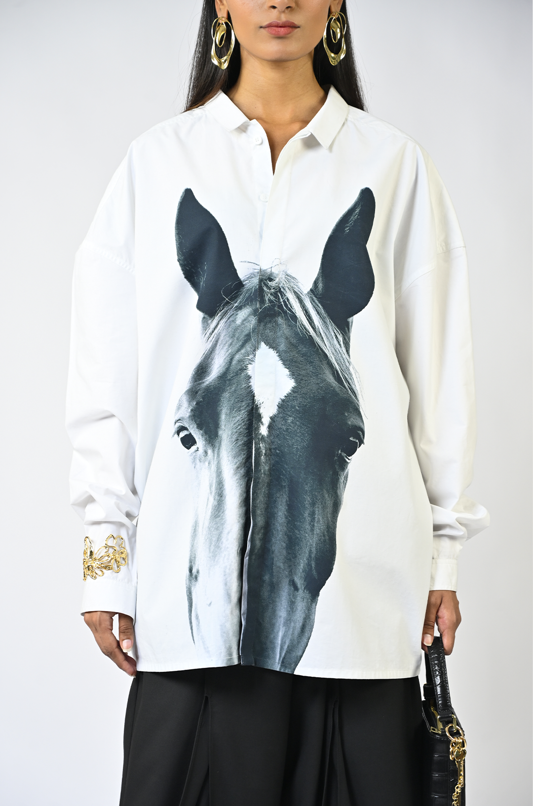 Horse printed cotton shirt