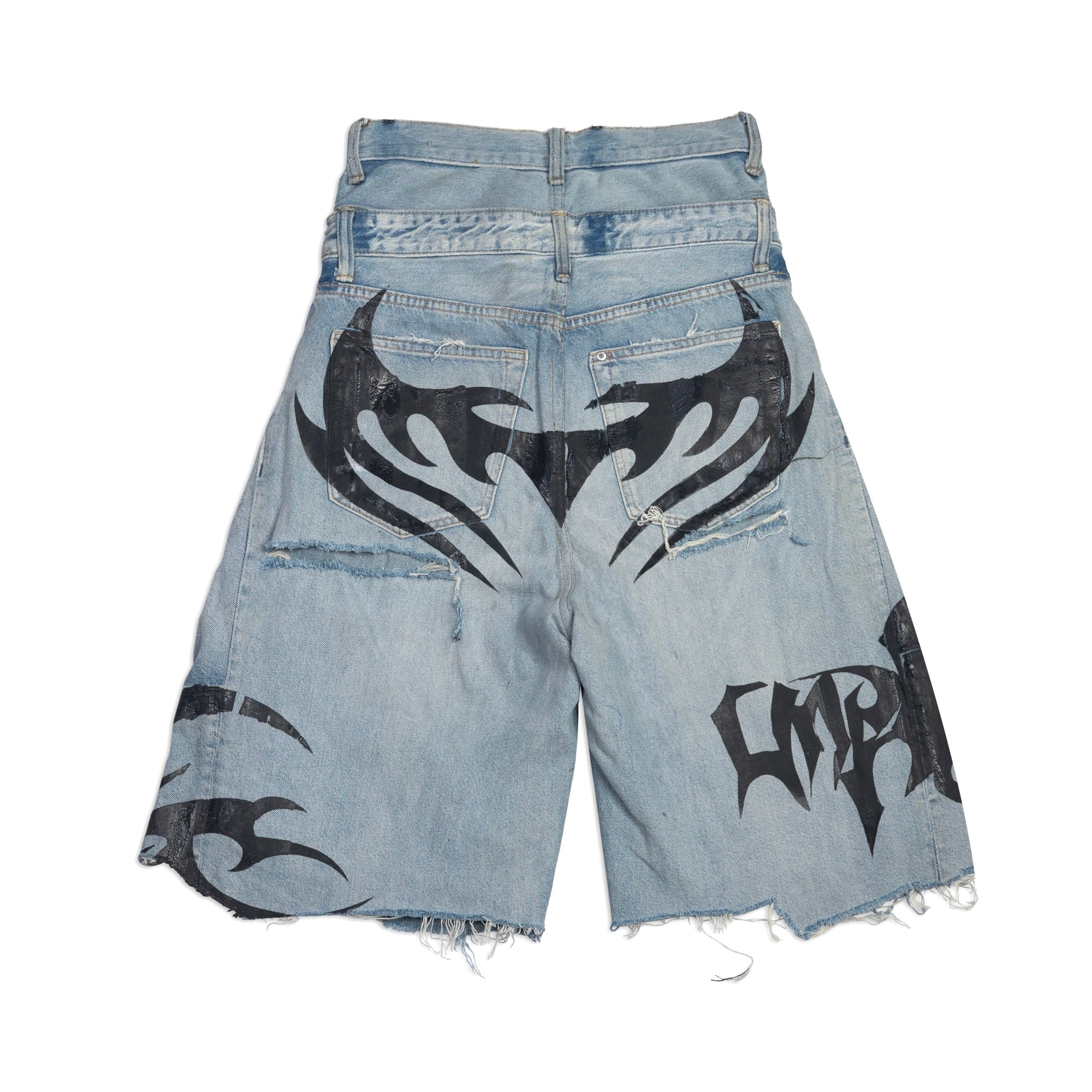 Nu Metal Denim Jorts Double Belt Blue