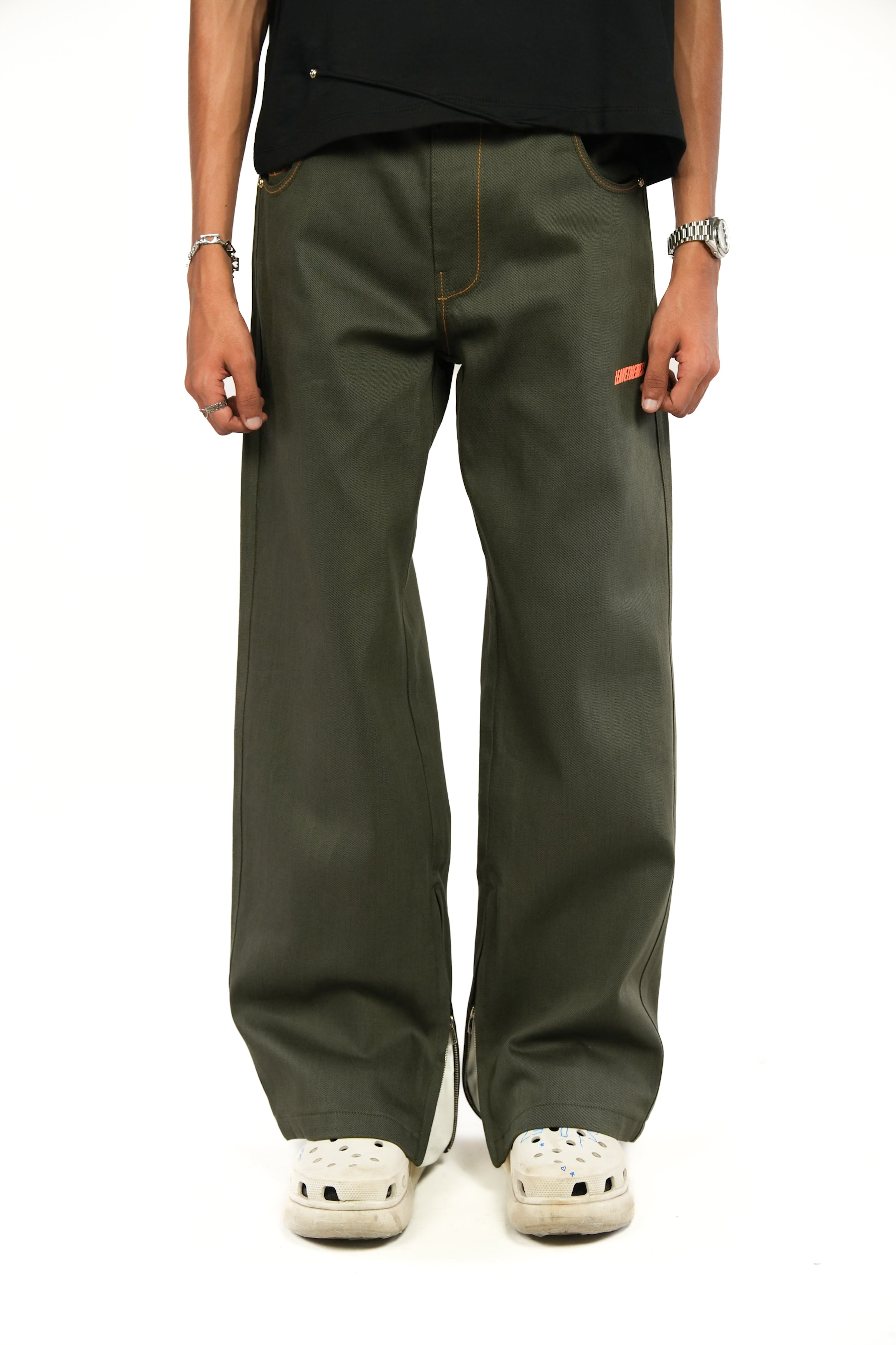 Sunrise Raw Jeans-Army Green