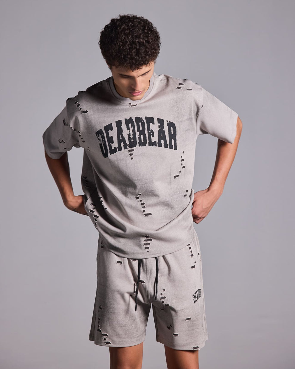 Distressed Washed Grey Tee