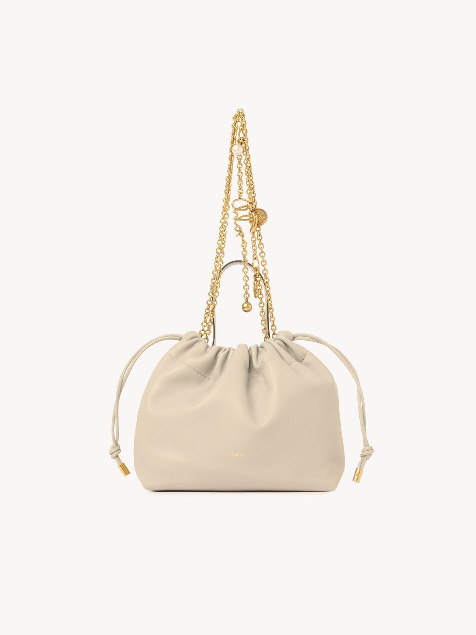 CHLOE Small Chloé Icons shoulder bag with chain in soft leather Cloudy Cream