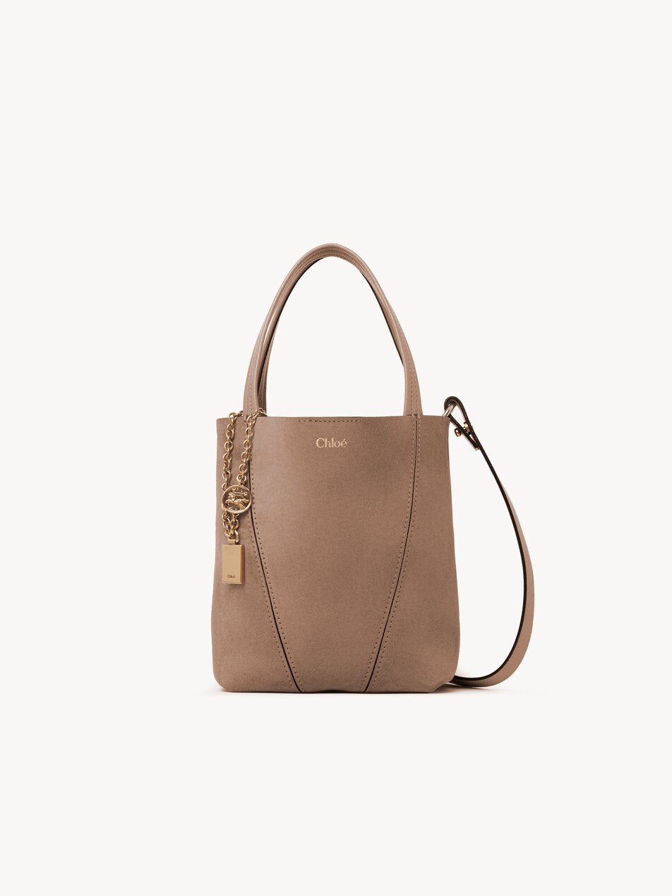 CHLOE Small Chloé Spin tote bag in suede leather Motty Grey