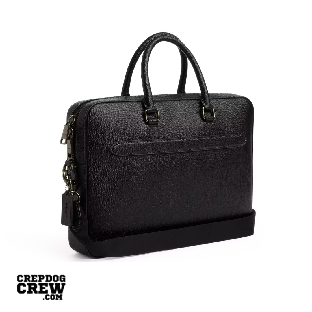 Coach Ethan Slim Brief In crossgrain leather Gunmetal Black
