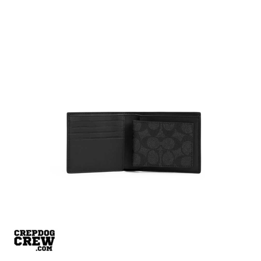 Coach 3-In-1 Wallet In Signature Canvas Charcoal
