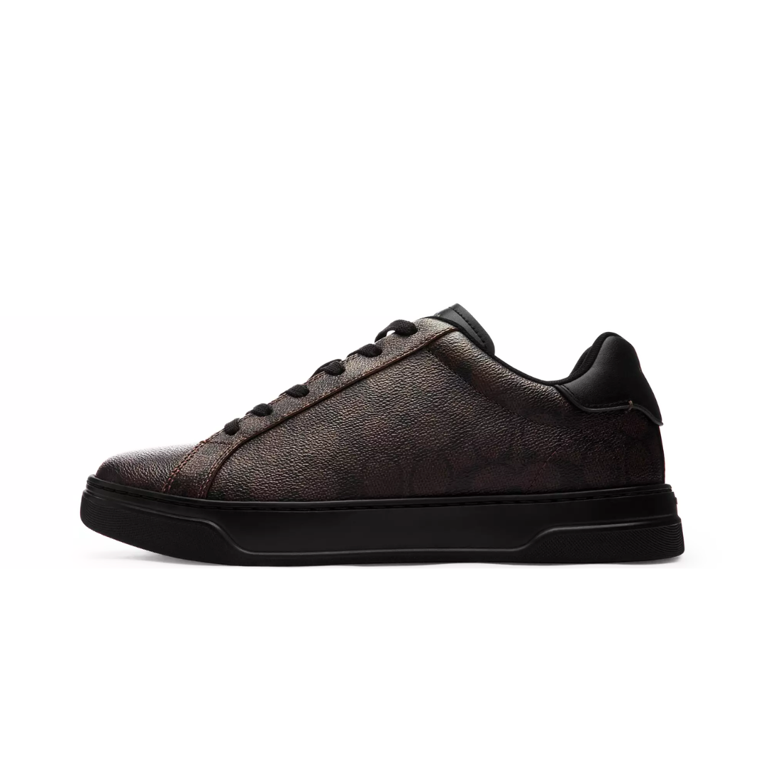 COACH High Line Sneaker In Signature Canvas Walnut Black