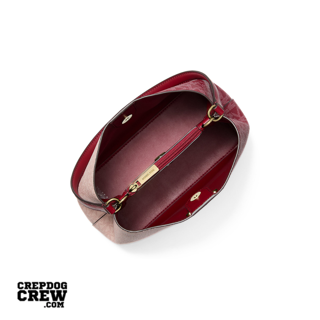 Michael Kors Pratt Medium Two-Tone Signature Logo Shoulder Bag CHERRY MULTI