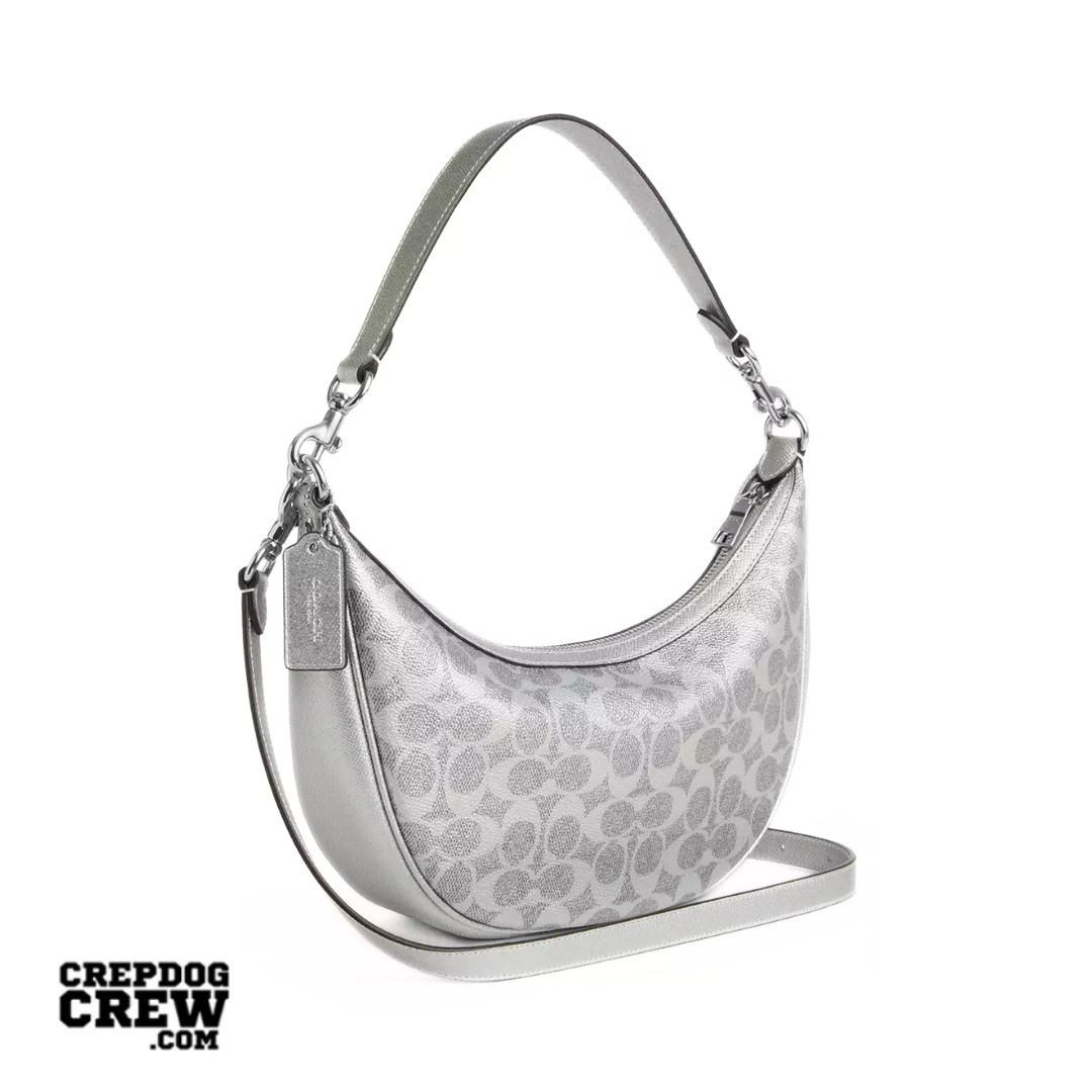 COACH Aria Shoulder Bag In Signature Canvas Sv Gray Silver